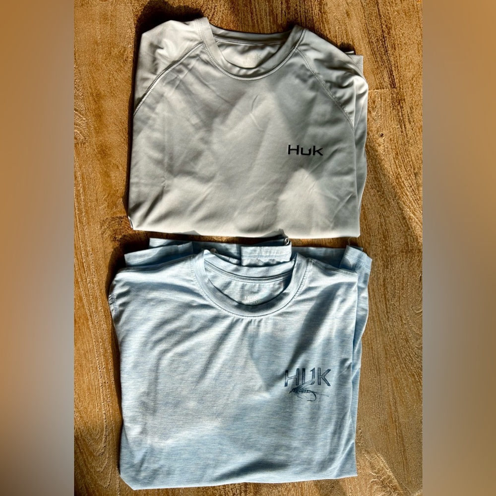 2 Men’s Huk Long Sleeve Fishing Shirts- Size Medium- Selling together